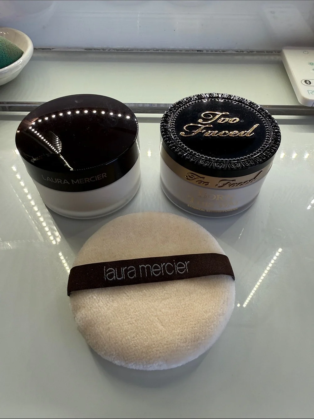 Laura Mercier and Too Faced Setting Powder lot - White Puff Included, Brand New!